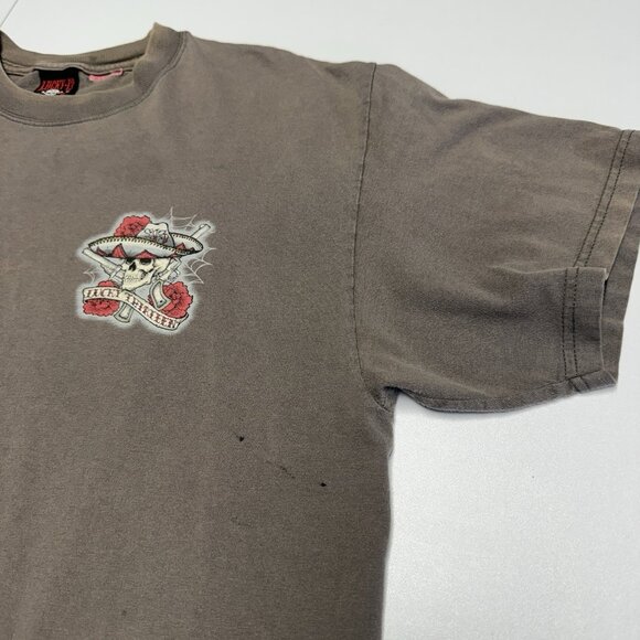 Vintage Lucky 13 T Shirt Mens Large Y2K Brown Short Sleeve Graphic Print - Picture 5 of 16